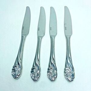 Yamazaki Ribbon Rose Replacement Stainless Glossy Butter Knife Set of 4 Flatware